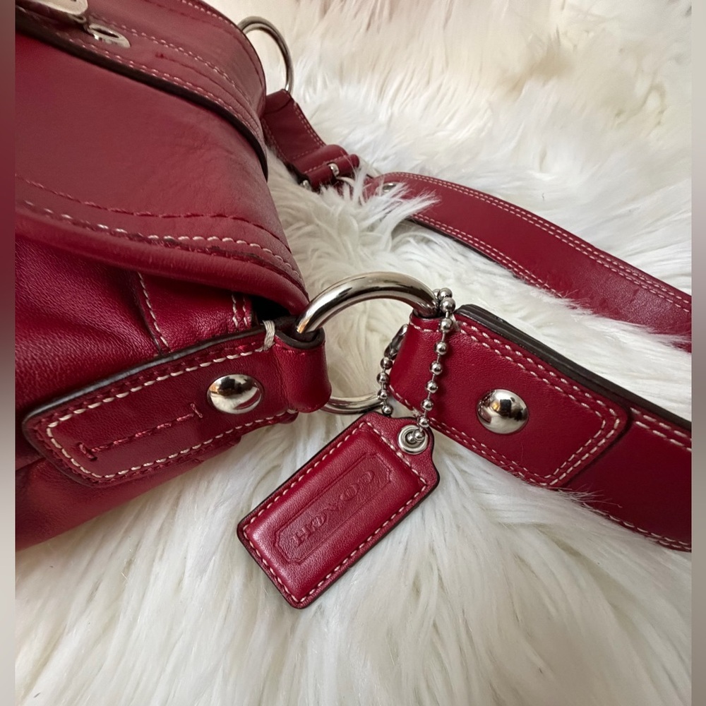Coach Cherry Red Leather Shoulder Bag #F15204 - Picture 13 of 15